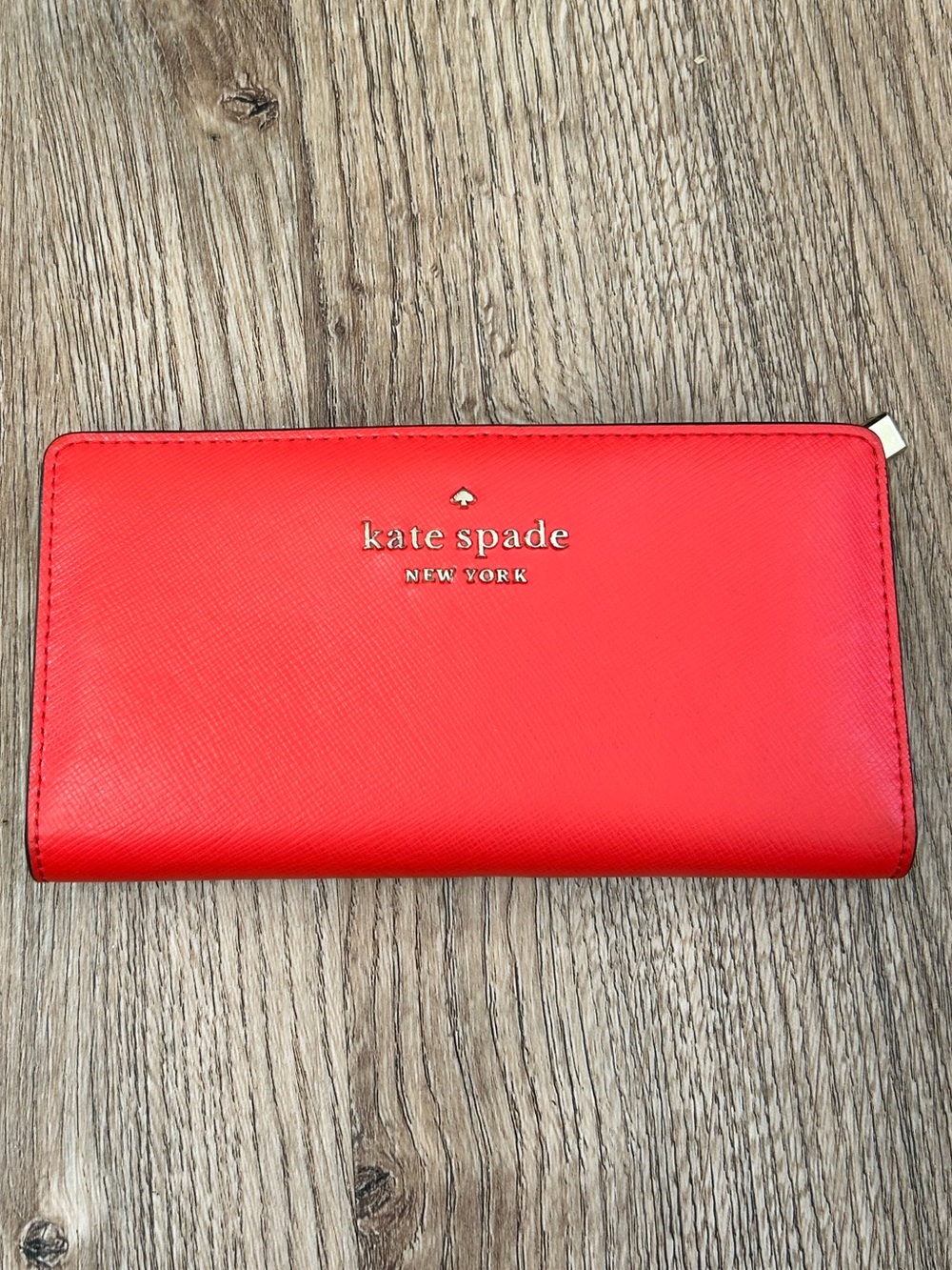 kate spade red zippered continental wallet